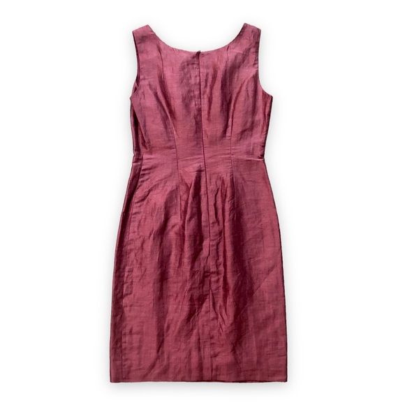 Peruvian Connection Red Silk Linen Blend Sheath Dress Metallic - Picture 2 of 3